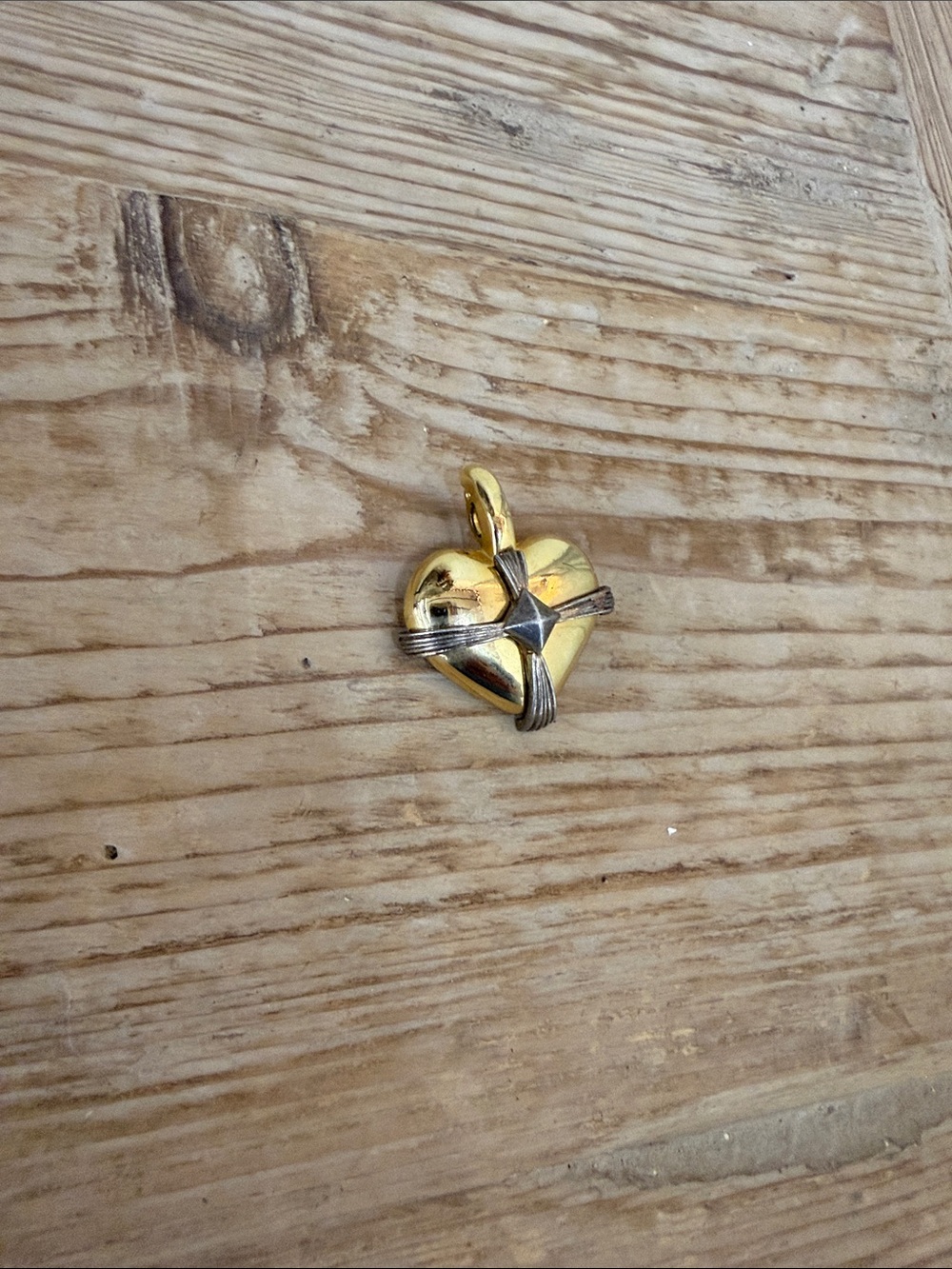VTG marked Two-Tone Gold and Silver Heart Pendant or Brooch